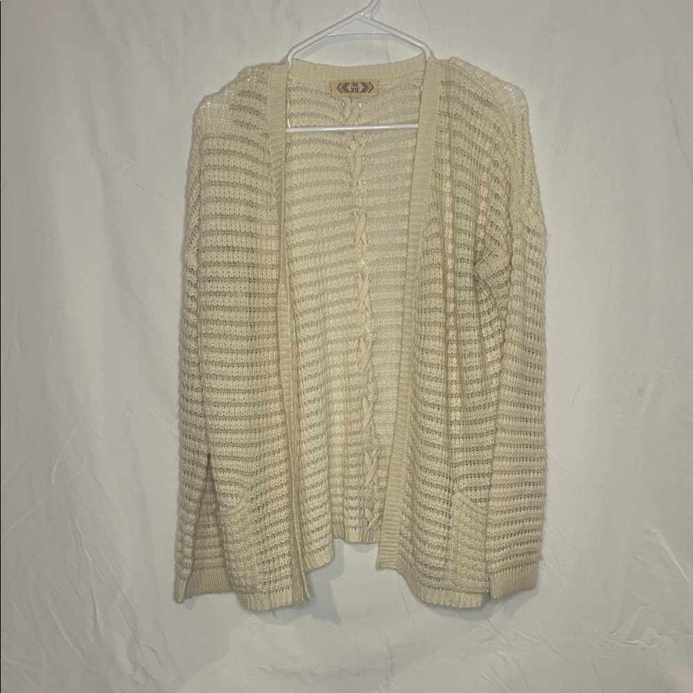 Pink Rose Cream Cardigan Sweater